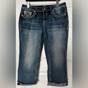 Vigoss Women's Blue Straight Leg Jeans with White Stitching